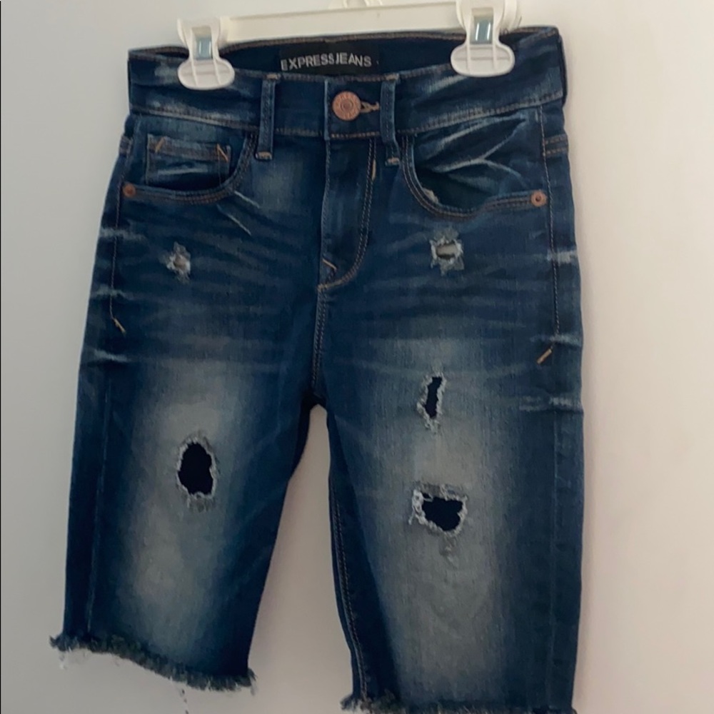 jean biker shorts